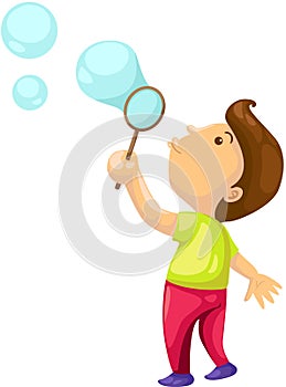 Boy blowing bubbles