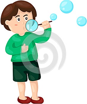 Boy blowing bubbles