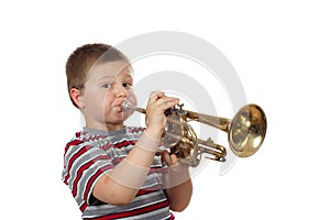 Boy Blowing Trumpet photo