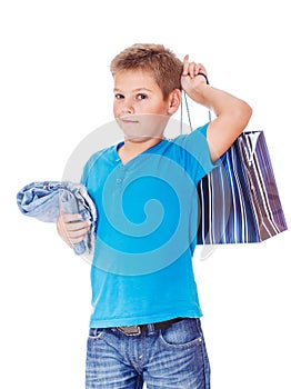 Boy in blue clothing