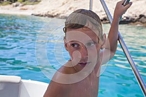 A boy on a boat