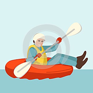 Boy Boating ,vector illustration , flat style