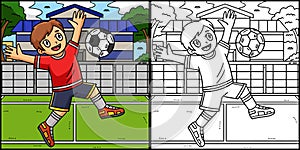 Boy Bouncing Soccer Ball with Chest Illustration