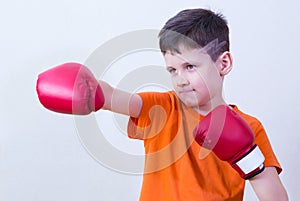 Boy with boxing gloves