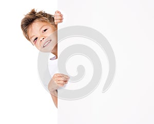 Boy with bruise and blank