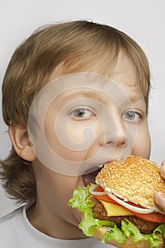 Boy with burger