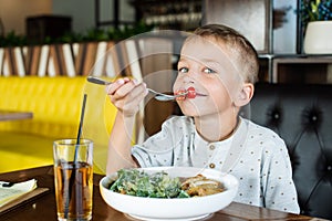 Boy in cafe