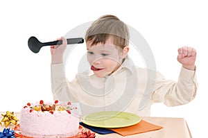 Boy with cake