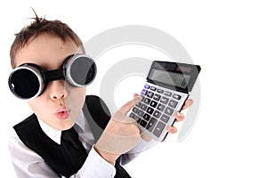 Boy with calculator