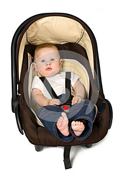 Boy in car seat, safety concept