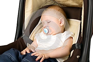 Boy in car seat, safety concept