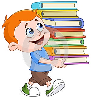Boy carrying books