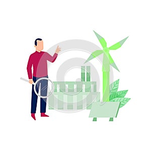 A boy is carrying a mgnifier