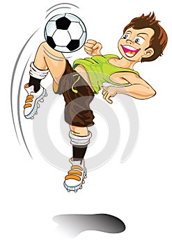 Boy cartoon playing football