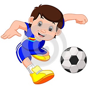 Boy cartoon playing football