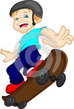 Boy cartoon playing skateboard