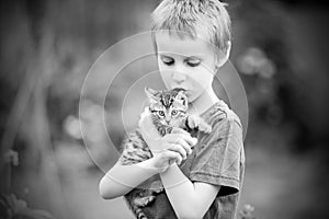 Boy with cat