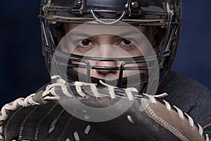 Boy in Catcher's Mask with Glove