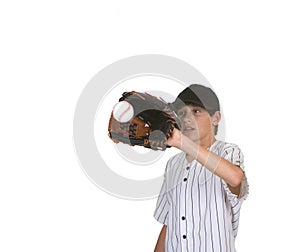 Boy catching baseball