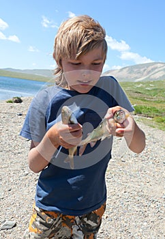 Boy caught grayling