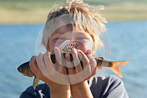 Boy caught grayling