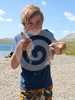 Boy caught grayling