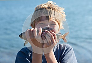 Boy caught grayling