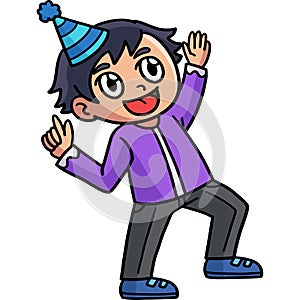 Boy Celebrating New Year Cartoon Colored Clipart