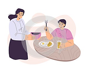 Boy Character Eat Breakfast Have Schedule and Daily Routine Activity Vector Illustration