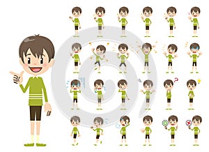 Boy charactor set. Various poses and emotions.