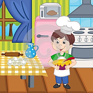 Boy chef preparing lunch