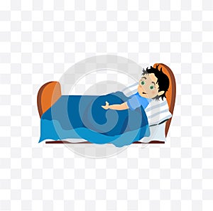 Boy child in bed. going to sleep illustration