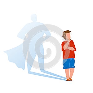 Boy Child Dreaming To Stay Brave Super Hero Vector