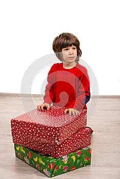 Boy with Christmas presents