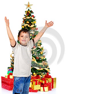 Boy and a Christmas Tree