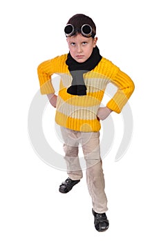 Boy clad in yellow sweater and spectacles photo