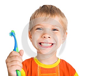 Boy cleans a teeth