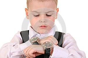 Boy with clocks