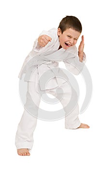 Boy in clothing for martial arts