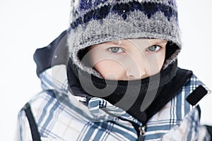 Boy on a cold winter day
