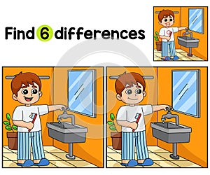 Boy Conserving Water Find The Differences photo