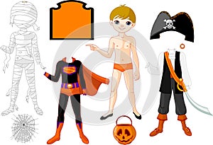 Boy with costumes for Halloween Party