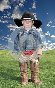 Boy in Cowboy Hat and Boots