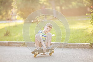 Boy riding a skateboard