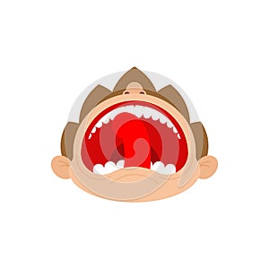 Boy crying open mouth. Child tantrum vector illustration
