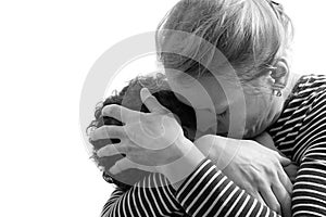 Boy crying in poverty stock photo