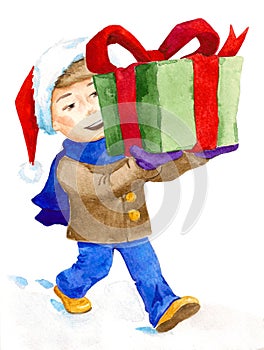 Boy delivering a gift