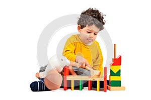 Boy and didactic toys photo
