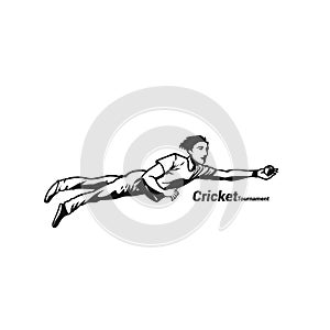 Boy diving for the cricketball catch vector illustration.