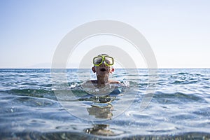 Boy with diving goggles.